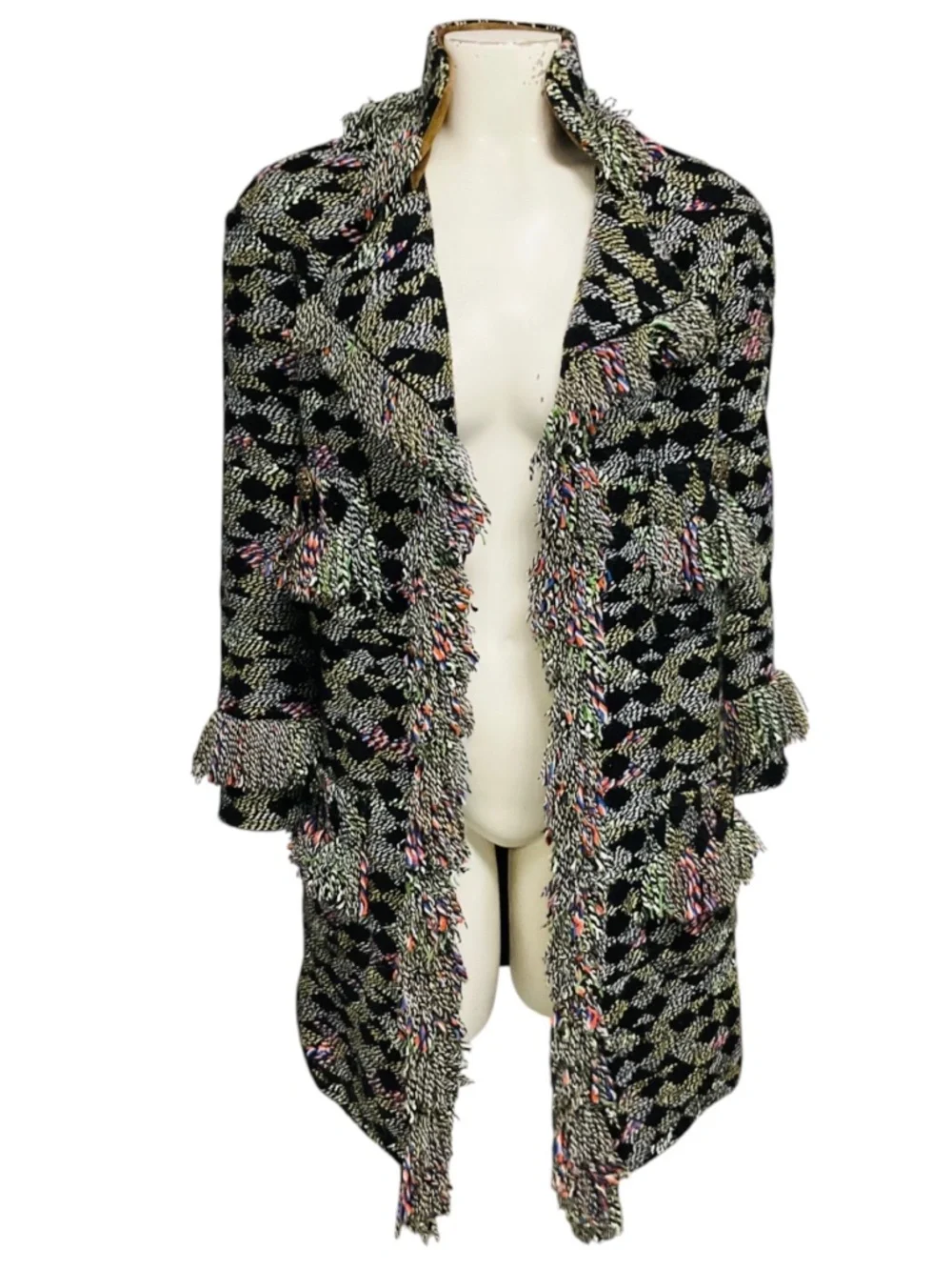 Chanel Black / Green Multi Paris-Salzburg Pre-Fall 2015 Métiers d'Art Fringed Wo